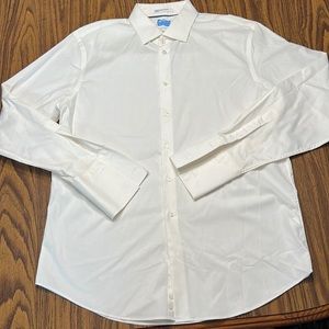 Calibrate White Dress Button Down Shirt Size 17 Trim Fit